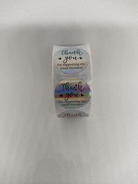 Source Unknown Holographic Thank You Stickers - Silver/Iridescent